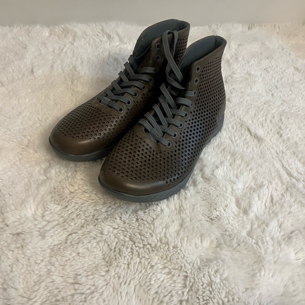 NOBULL Women's Perforated High-Top Sneakers - Dark Brown/Gray